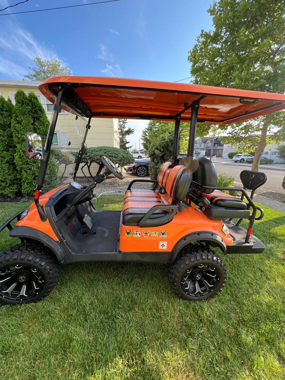 Custom lifted 4-seater cart, driver side, detailed by CTJ Detail in Avalon NJ